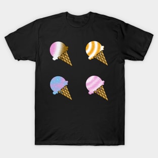 4 Flavor Ice Cream Pattern T-Shirt